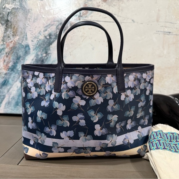 NEW Tory Burch Rare Floral Primula Stripe Kerrington Tote Authenticated Dust Bag - Picture 6 of 12